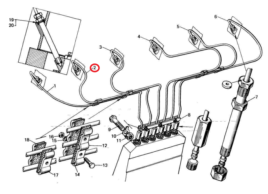 0210.28.020 - 3 Топливопровод от насоса к форсунке 2 -го цилиндра 